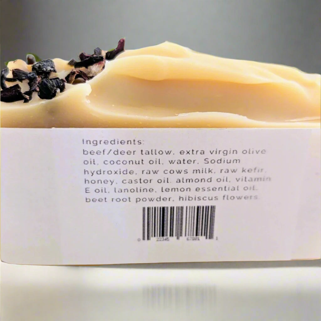 Lemon Hibiscus Tallow & Kefir Bar Soap