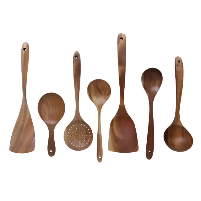 Natural Wood Spoon & Ladle Set